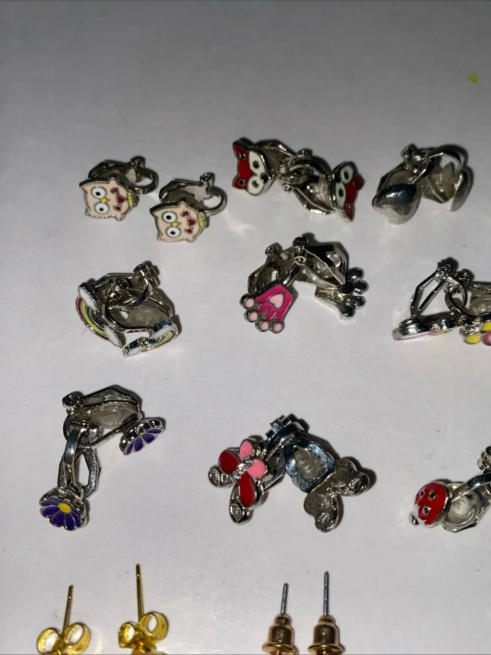 Lot of 20 vintage girls' clip-on stud earrings